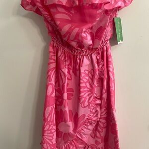 Pink Floral Strapless Dress